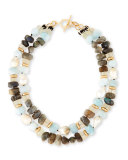 Two-Strand Pearl Nugget, Labradorite & Quartz Necklace