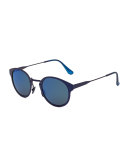 Panama Synthesis Round Sunglasses, Dark Blue