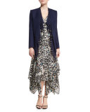 Sleeveless Printed Silk-Blend Handkerchief Dress