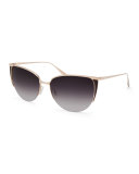 Devlin Titanium Cat-Eye Sunglasses, Gold/Black Snake