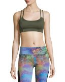 Wingspan Strappy-Back Sports Bra, Olive