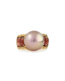 Aura 18k Gold Ring with Pink Tourmaline & Kasumiga Pearl