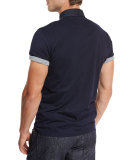 Jersey Polo w/Contrast Pocket & Placket, Navy