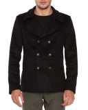 Wool-Blend Pea Coat, Black