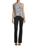 Joseph Boot-Cut Gabardine Pants, Black
