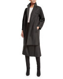 Ewan Belted Cashmere Coat, Charcoal Melange