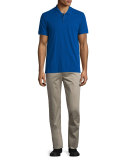 Short-Sleeve Slub Polo Shirt, Vibrant Blue