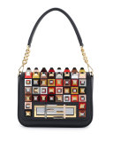 Baguette Studded Shoulder Bag, Black