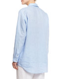 Long-Sleeve Cross-Dye Linen Big Shirt 