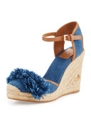 Shaw Fringe Espadrille Wedge Pump, Denim Blue/Royal Tan