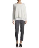 Long-Sleeve Slub Grid Box Top 