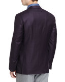 Houndstooth Two-Button Sport Coat, Burgundy/Navy