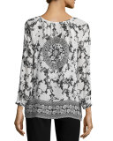 Megan Printed Long-Sleeve Tunic 