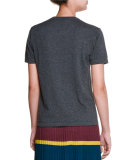 Short-Sleeve Cashmere Tee, Granite