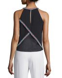 Pittsburgh Beaded-Trim Top, Black