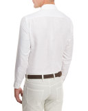 Tonal Paisley Linen-Cotton Shirt, White