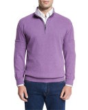 Melange Fleece Quarter-Zip Sweater, Snapdragon