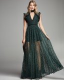 Eleanora Lace Cap-Sleeve Gown