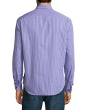 Micro-Check Long-Sleeve Sport Shirt, Purple