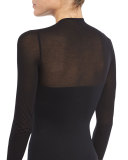 Nature Long-Sleeve Bodysuit, Black