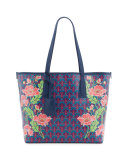 Little Marlborough Poppies Tote Bag, Dark Blue