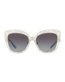 Flowers Lace Square Metal Sunglasses