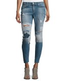 The Icon Ankle Distressed Patchwork Skinny Jeans, Joon
