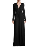 Long-Sleeve Full-Length Caftan Dress, Plus Size 