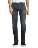 Standard-Fit Washed Denim Jeans, Gray