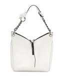 Raven Small Napa Leather Hobo Bag, White