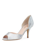 sage glitter d'orsay pump, silver