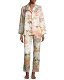 Yuzen Printed Two-Piece Pajama Set, Antique