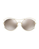 Waved Mirrored Open-Inset Sunglasses