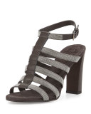 Monili Caged High-Heel Sandal, Onyx