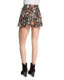 Floral-Print Jacquard Skort