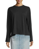 Open-Back Pima-Blend Top, Black