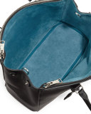 City Calfskin Bicolor Double-Zip Galleria Tote Bag, Black/Blue (Nero+Celeste)