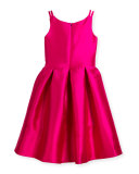 Sleeveless Pleated High-Low Taffeta Dress, Pink/Red, Size 7-16