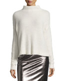Cashmere Cloud Mock-Neck Pullover, White