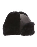 Corbett Leather Trapper Hat, Black
