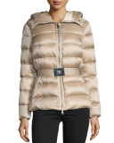 Tatie Hooded Fur-Trim Puffer Jacket