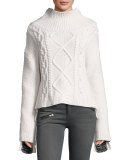 Ida Two-Tone Cashmere Sweater, Ivory