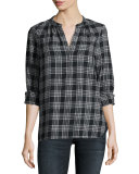 Hesta Plaid Cotton Shirt, Black Pattern