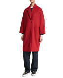 Flannel Drop-Shoulder Coat, Poppy