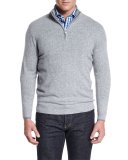 Tipped Half-Zip Cashmere Sweater, Navy