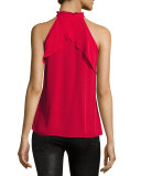 Gina High-Neck Crepe Top