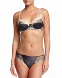 Glamour Soie Mesh-Lace Full Cup Bra, Dark Swan