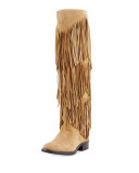 Pendra Fringe Knee Boot, Oatmeal