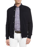 High-Performance Textured Cardigan, Navy