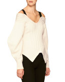 Off-the-Shoulder Corset Sweater, Natural White